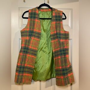 Plaid Retro Wool Blend Sleeveless Vest